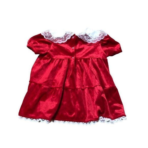 Vintage RAGGEDY ANN Red Velour White Lace Collar Holiday Toddler Girls Dress 3T - Picture 3 of 5